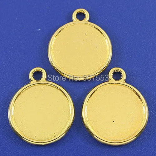 

30pcs gold tone 2SIDED round picture frame charm h3014