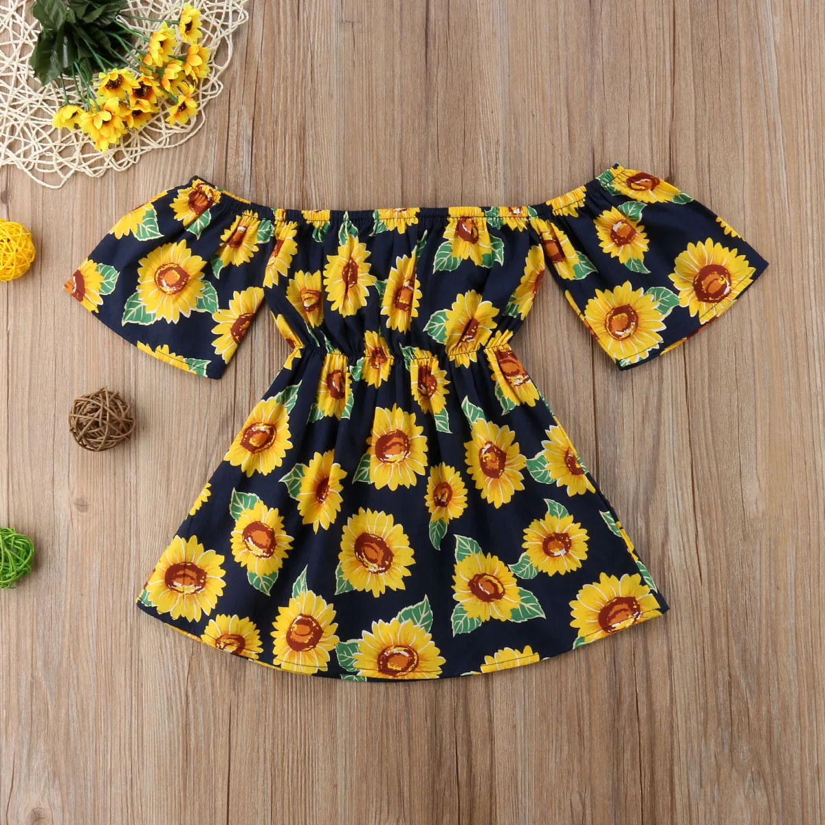 Новинка детское платье для девочек сарафан с открытыми плечами и принтом