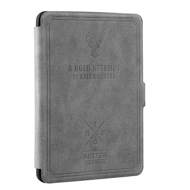 Серый Магнитный чехол из искусственной кожи с принтом оленя для Amazon New Kindle 8-го поколения версия 6," Электронная книга мягкий чехол на заднюю панель+ пленка+ стилус - Цвет: Серый