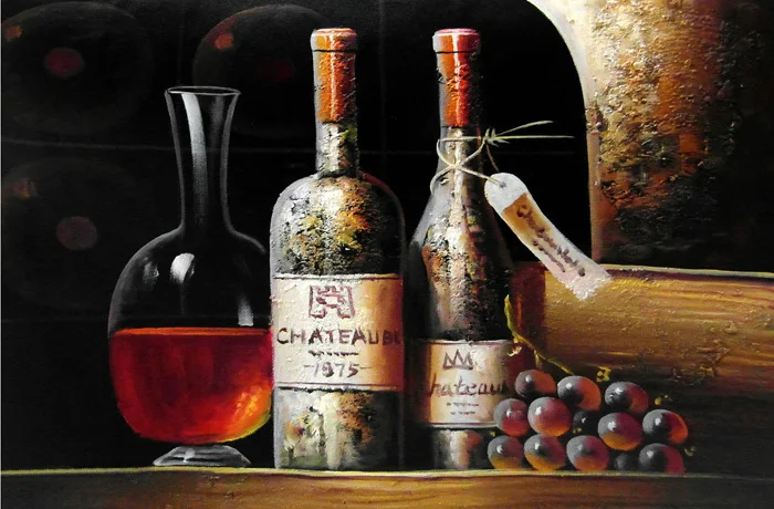 Бесплатная доставка набор красная винная бутылка картина маслом натюрморт