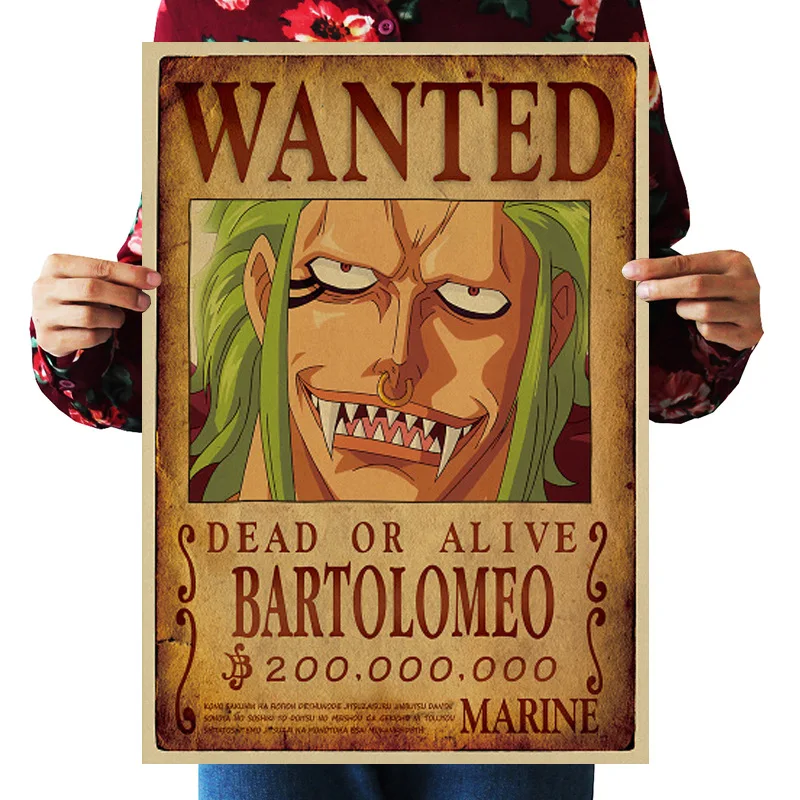 69 стилей ONE PIECE Wanted постеры игрушки винтажный постер Луффи Эйс джинбе нами и Чоппер Робин Зоро Санджи Усопп аниме наклейка 51x36CM