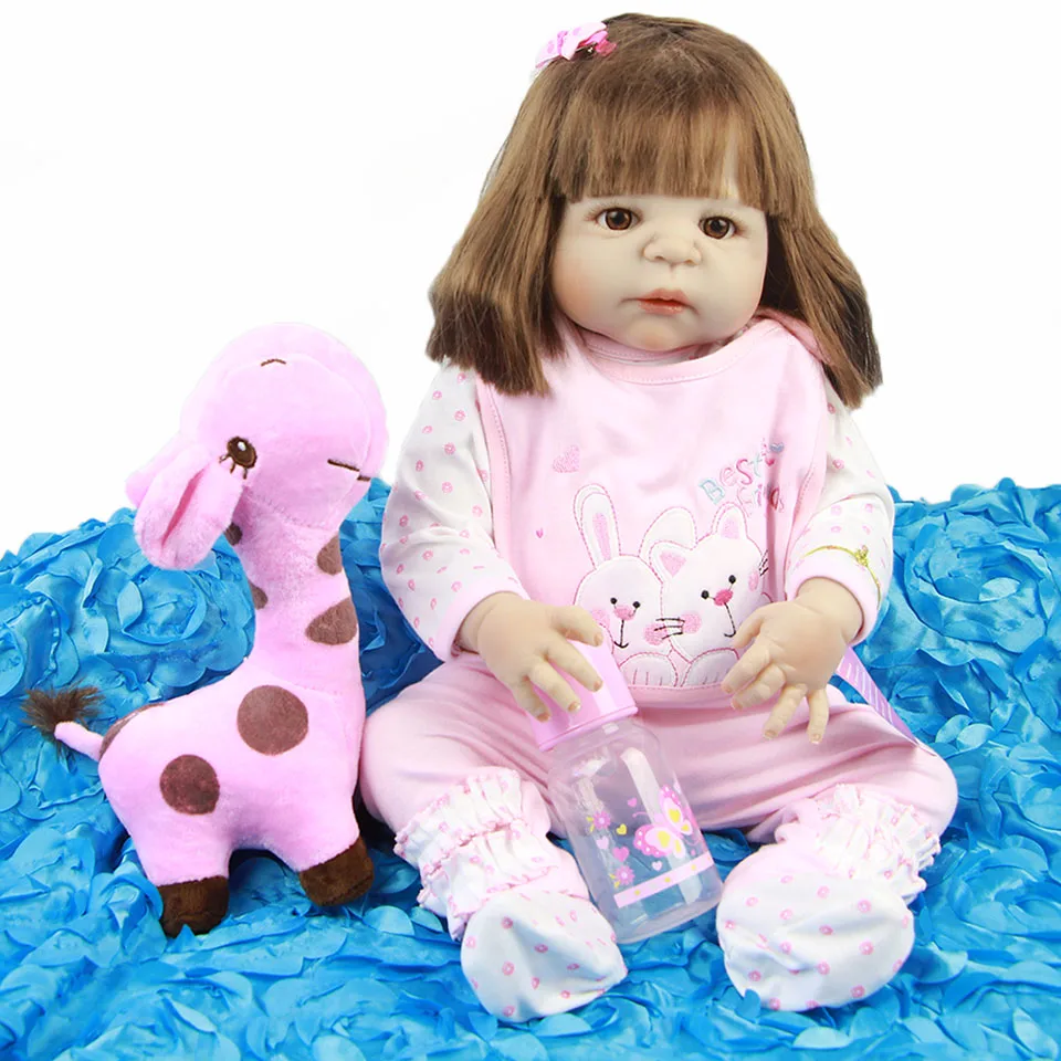 Длинные Синтетические волосы Reborn Baby куклы для девочки игрушка 23 &quotполный корпус