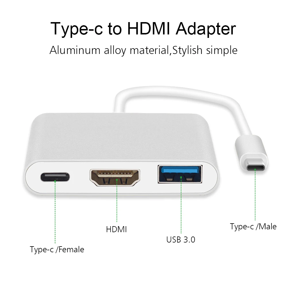 USB C к HDMI 4K адаптер Тип многопортовый AV конвертер 3 0 порт для подзарядки Marbook ChromeBook