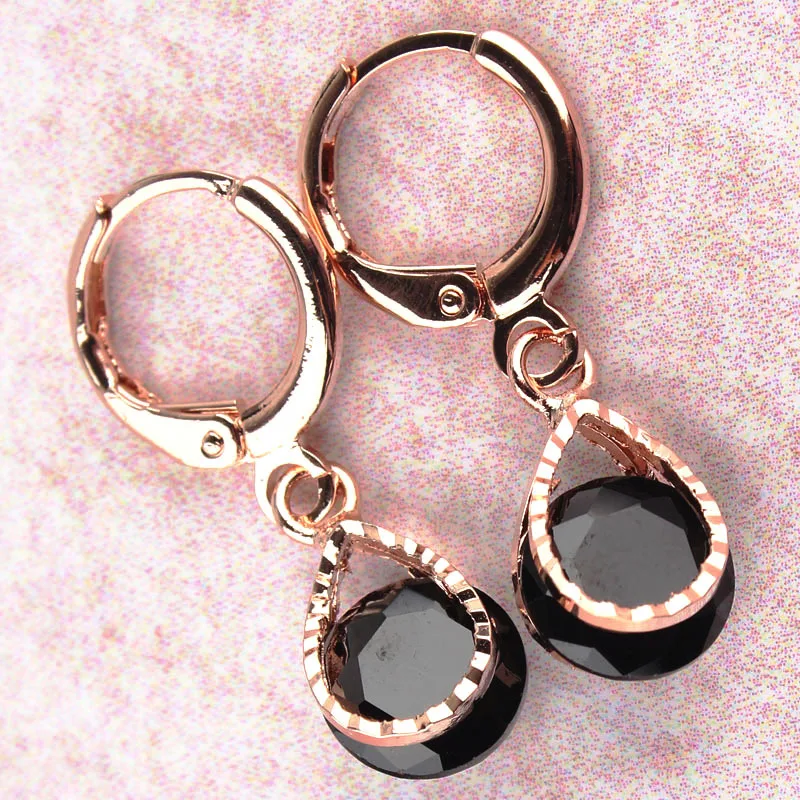 Серьги подвески Crazy Feng женские подвеска для пирсинга из розового золота с черным