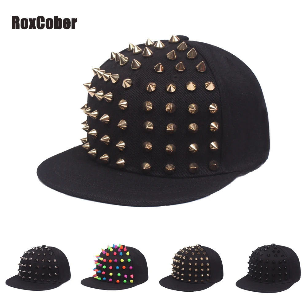 

RoxCober Mens Womens Snapback Hat Rivet Baseball Caps Adjustable Beach Hip Hop Hats Street dance Caps Visors