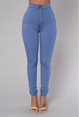 2016 летние тонкие джинсы с высокой талией женские облегающие естественного цвета