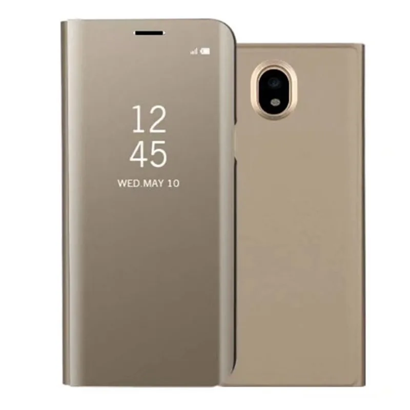 gold Кожаный флип-чехол sembceken для samsung galaxy j5 j3 j7 pro j530 j330 j730, прозрачный зеркальный смарт-чехол для телефона etui - Цвет: gold