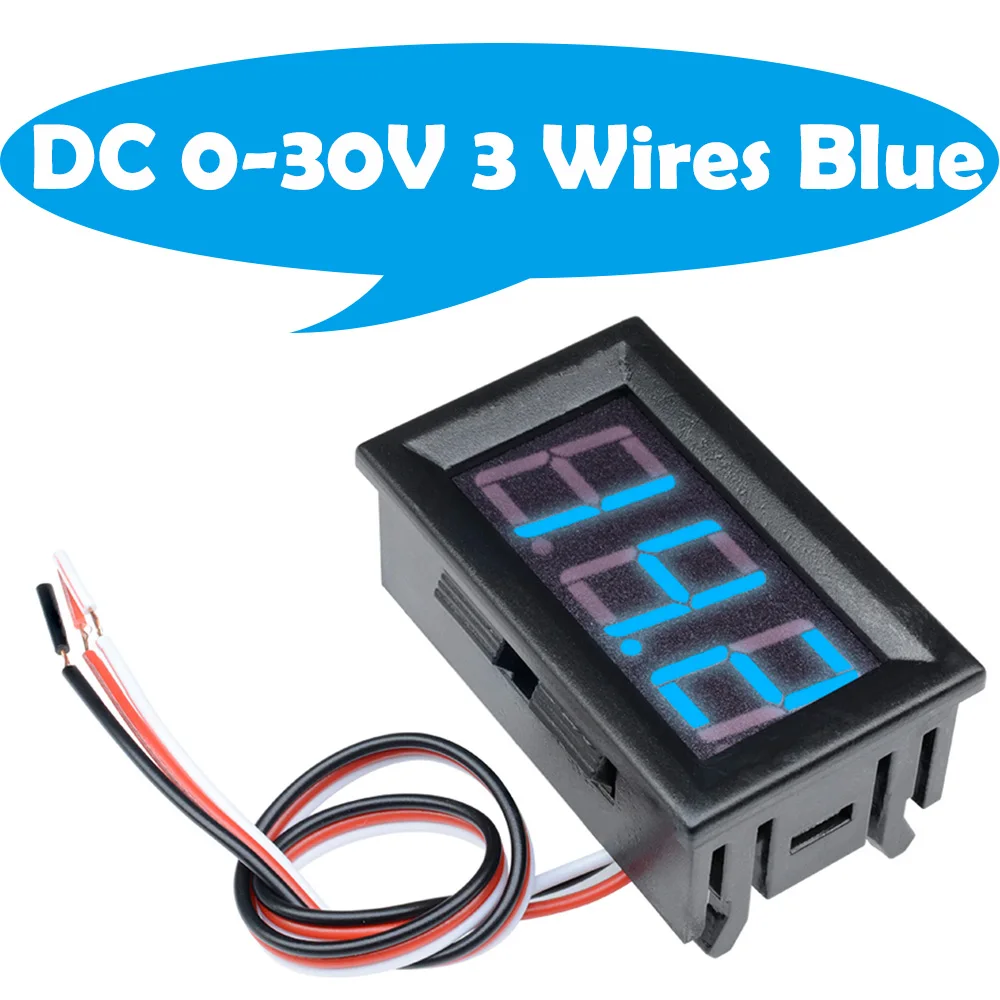 DC 0-30V Blue 0,56 ''Мини светодиодный цифровой вольтметр постоянного тока 0-100 в 12 В 24 в емкость напряжения монитор Вольт Панель тестер метр для автомобиля мотоцикла - Цвет: DC 0-30V Blue