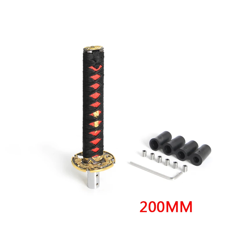 Jdm style Short Samurai Sword Shift Knob Shifter 150mm Metal Weighted Sport Katana Shift Knob - Название цвета: black200mm