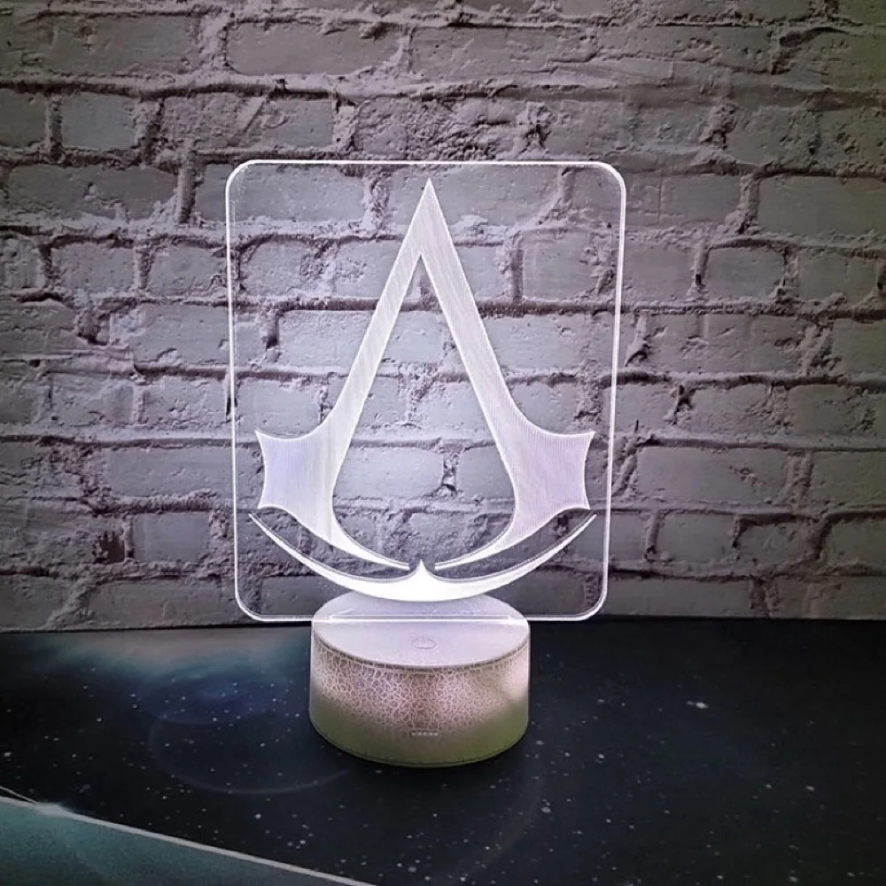3d светодиодный Ночной светильник с логотипом игры Assassins Creed, Ночной светильник, подарок для детей, декор для спальни, меняющий цвет, для детского кабинета, 3d лампа