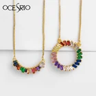 Женское Ожерелье с радужными бусинами OCESRIO, ожерелье золотистого цвета с разноцветными стразами из фианита, подарочное ожерелье для праздника, для подарка, для женщин
