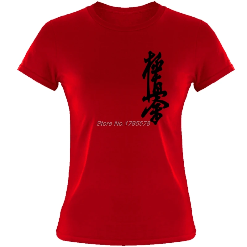 Red Свободные черные женские футболки, футболки Kyokushin Karate Masutatsu Oyama Karate Japan-Custom Girl, футболки, футболки с принтом, топы - Цвет: Red