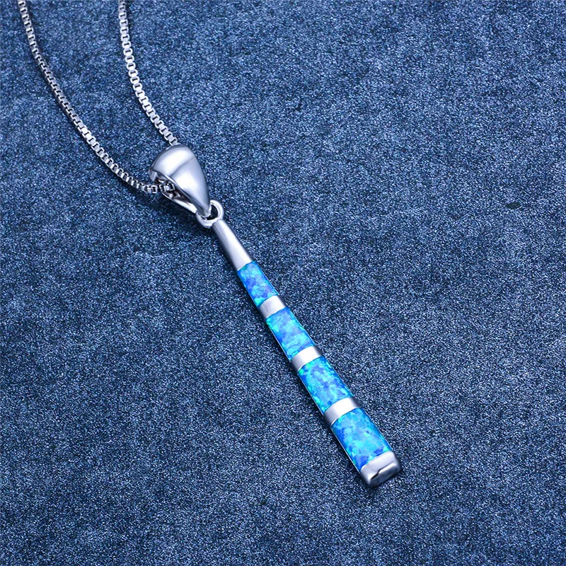 Luxury Female Long Geometric Pendants Necklaces Boho Silver Blue Green Fire Opal Necklace Vintage Wedding Necklaces For Women