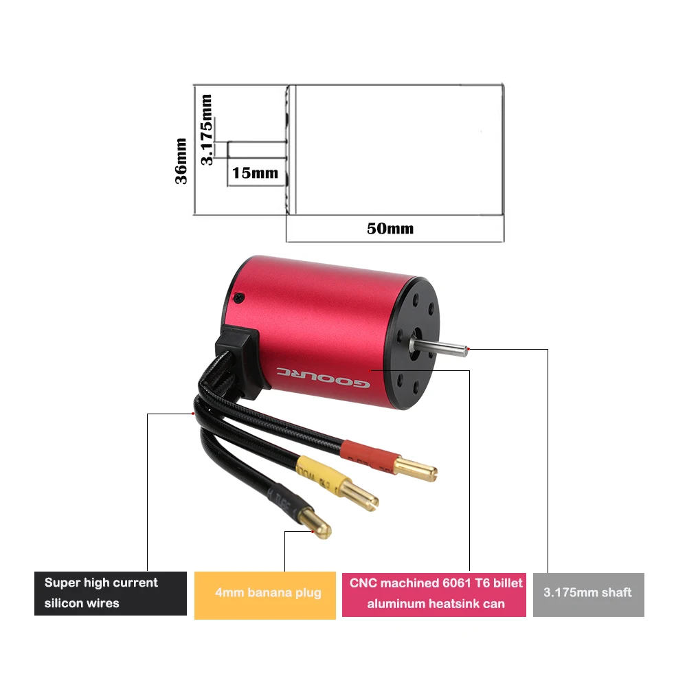 GoolRC S3650 4300KV бесщеточный мотор 60A бесщеточный ESC и программная карта комбинированный набор для 1:10 RC автомобилей грузовиков частей автомобиля