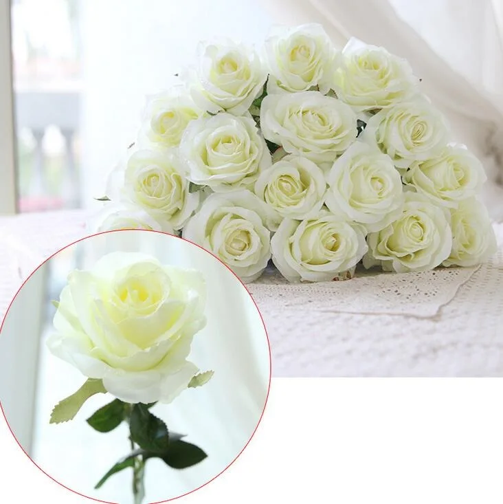 Водная капля Шелковые цветы розы естественного вида для свадебного декора дома 8 цветов дешево Продажа HR019