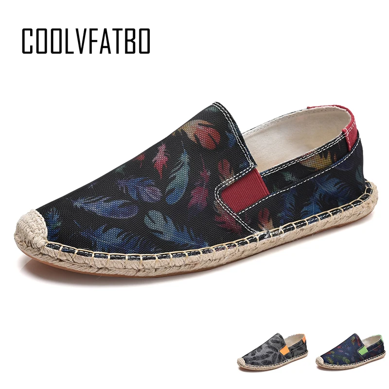 COOLVFATBO Мужская обувь; Эспадрильи на шнуровке; коллекция года; сезон лето; парусиновая обувь из пеньковой веревки; Мужская дышащая обувь; zapatos hombre
