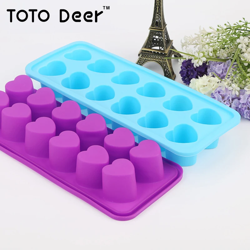 Еда силикона сердце-образный для льда плесень шоколад DIY Шоколад Ice Box холодильник