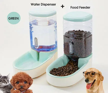 Green Food n Water 3.8л автоматическая кормушка для домашних животных большая емкость диспенсер для воды для собак кошек поилка миска для воды для собак бутылка для воды для кошек миски - Цвет: Green Food n Water