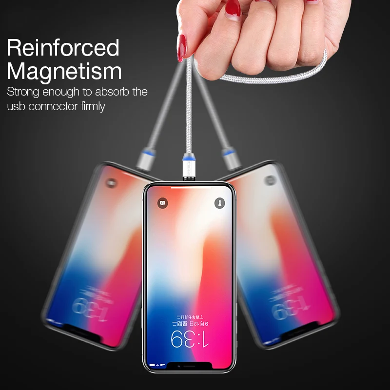 CAFELE Магнитный кабель Micro Тип C USB кабель для передачи данных для iPhone samsung huawei Светодиодная лампа Xiaomi кабель для зарядки 5V 2.4A Макс 100 см/200 см