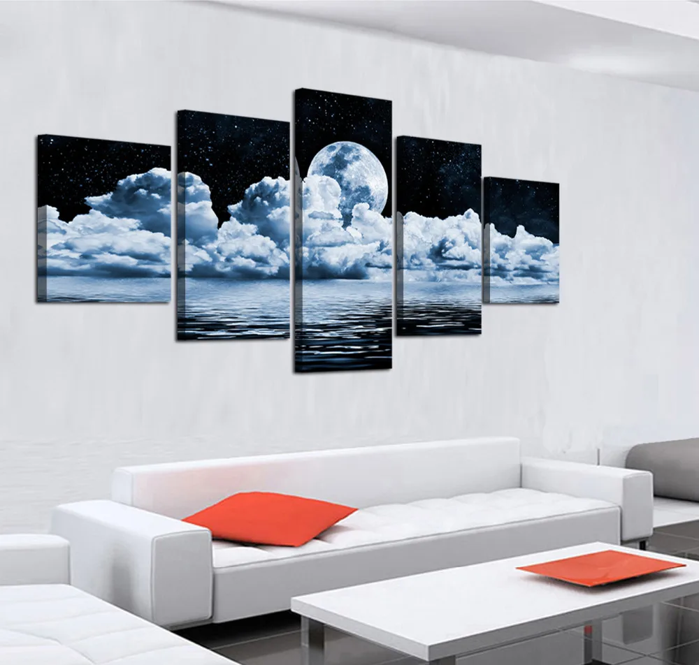 Настенная картина абстрактная Луна 5 панелей|art for walls|canvas wall artwall art |