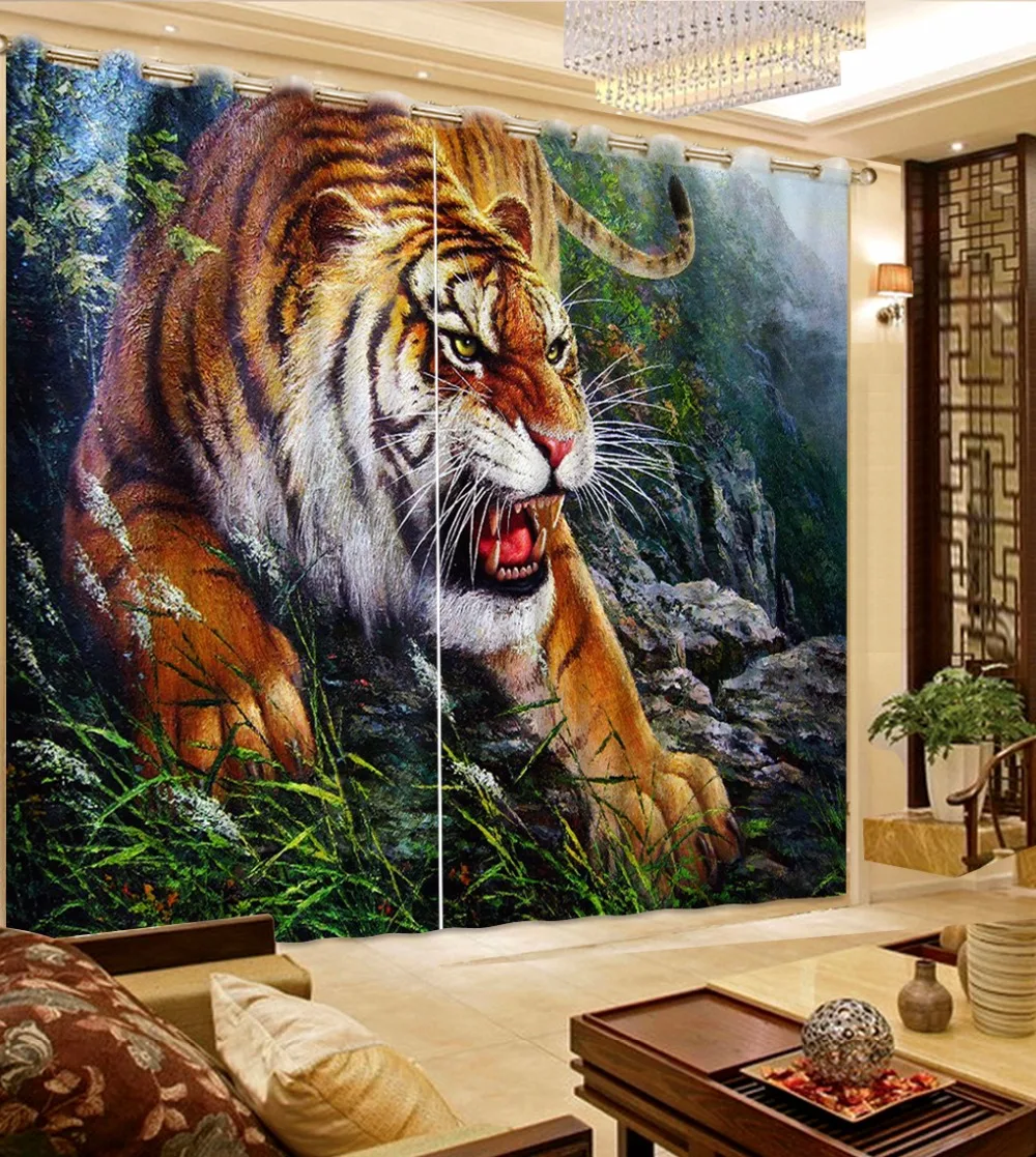 

Modern Home Decoration Blackout 3D Curtain stereoscopic lifelike tiger Bedroom Living room Curtains Photo Curtains For Kids room