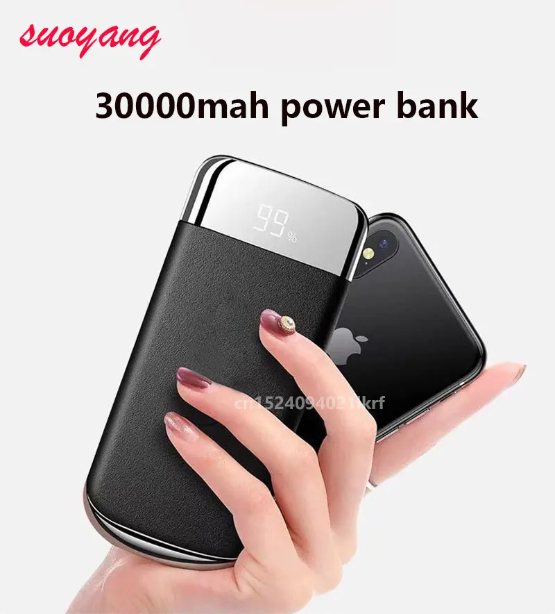 Горячая 30000 мАч Мощность Bank внешняя Батарея повербанк 2 USB ЖК-дисплей банк