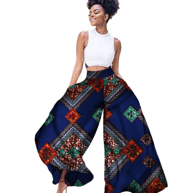 Женские африканские батик брюки с принтом африканские принты Длинные свободные широкие брюки Анкара хлопчатобумажная ткань одежда WY3105