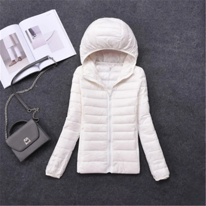 white hooded Легкий пуховик женский короткий секционный воротник стойка Модный корейский Тонкий Осень Зима Большой размер женские пальто XA05 - Цвет: white hooded
