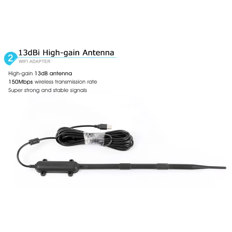 Открытый USB WiFi адаптер 13 дБ антенны Wi Fi Ethernet ключ 150 Мбит/с сетевая карта