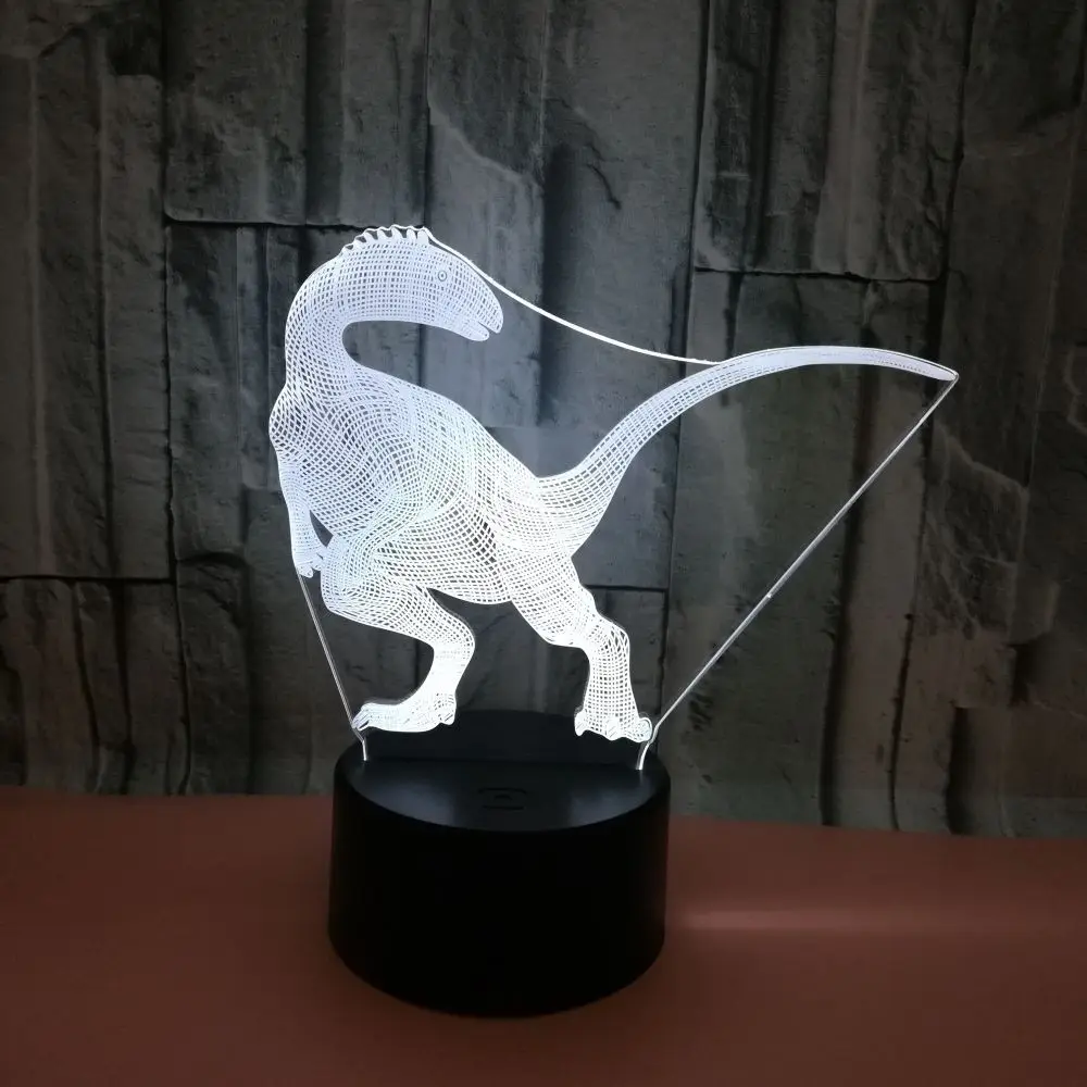 Светодиодная настольная 3d лампа в виде динозавра многоцветный светильник с