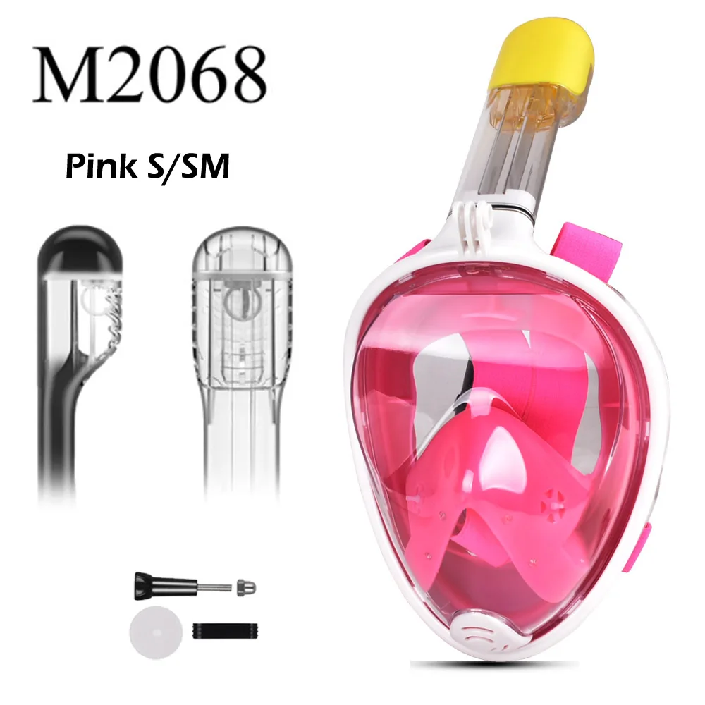 M2068 Pink S M Новая Smaco маска для подводного плавания с полным лицом, набор для подводного плавания, тренировочная маска для подводного плавания Mergulho, маска для подводного плавания для камеры Gopro - Цвет: M2068 Pink S M