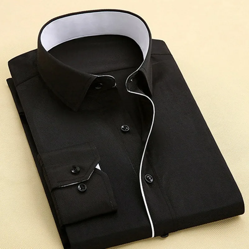 SHUJIN мужские официальные рубашки с французскими манжетами в полоску/мужские