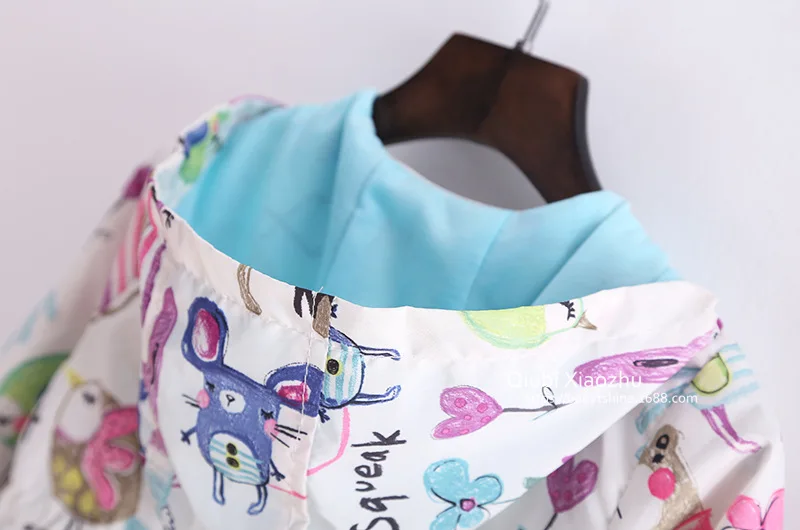 Детская ветровка BibiCola с капюшоном и рисунком граффити для девочек | одежда обувь