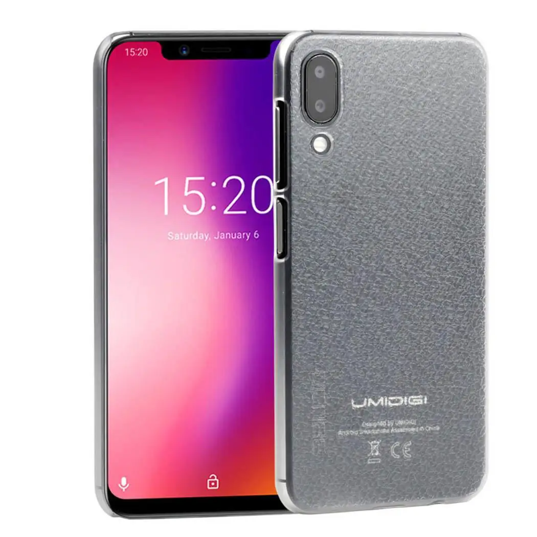 New PC Body Skin Mobile Phone Shell Protector for UMIDIGI ONE Transparent Gray Solid |