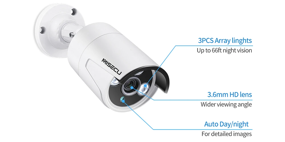 H.265 5 м 2MP 1080P IP камера наблюдения с аудиовходом POE запись Пуля CCTV Открытый