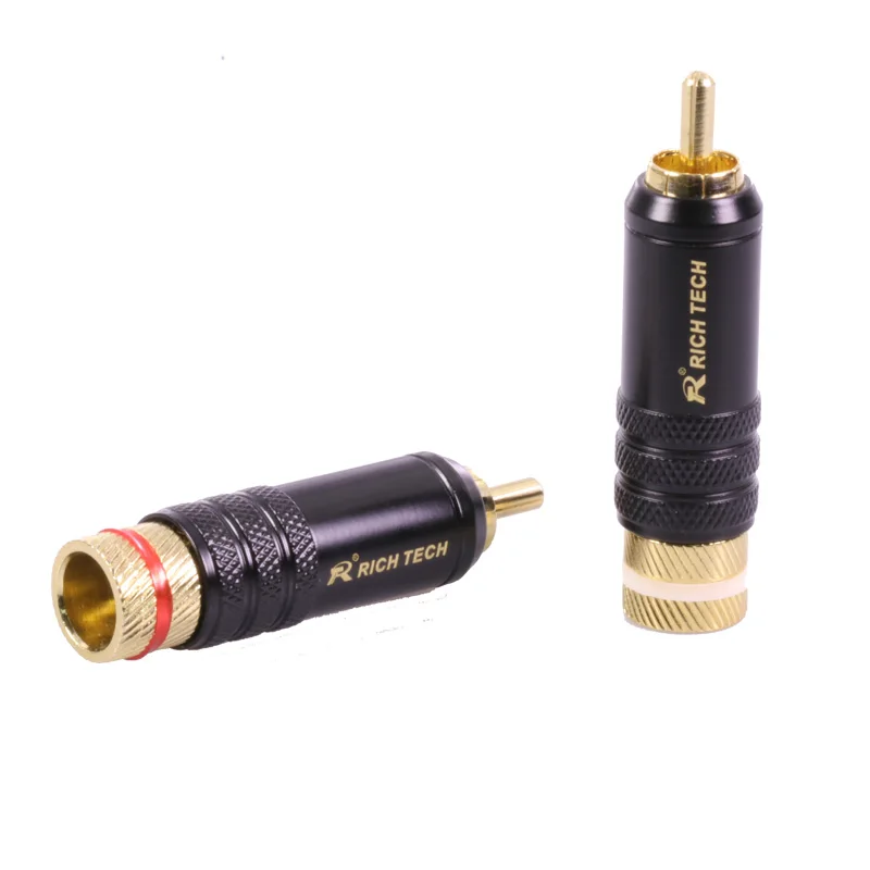 2 шт./лот Позолоченные Медь RCA Plug прочный винты разъема блокировки пайки