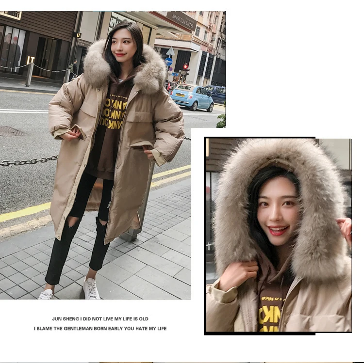 30 Degree Women Winter Coat Thick Warm Ladies Down Jacket Parkas Duck Cotton Large Real Fur Collar Long Female Overcoat