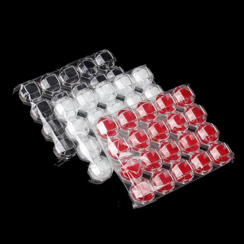 

20pcs Crystal Portable Transparent Rings Earring Display Box Wedding Jewelry Package Box Ring Organizer Storage Box