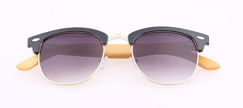 Мужские солнцезащитные очки GREENBUY серые бамбуковые в полуоправе с градиентом UV400