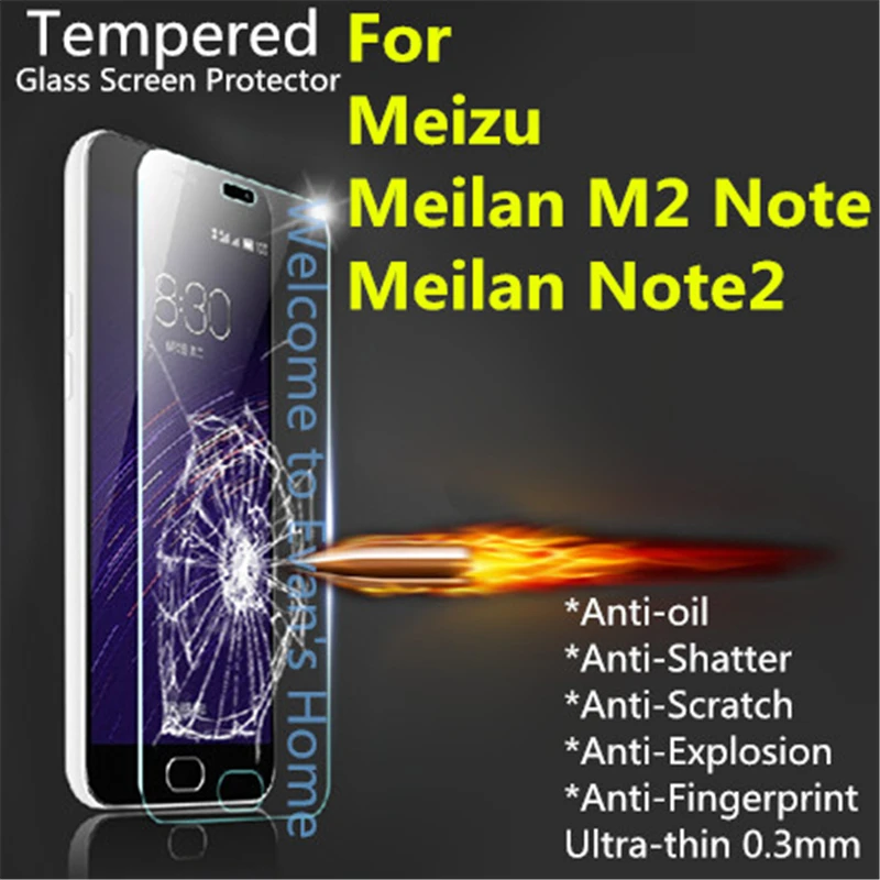 2 шт для Meizu M2 Note закаленное стекло 9H 2.5D экран с защитой против царапин защитная