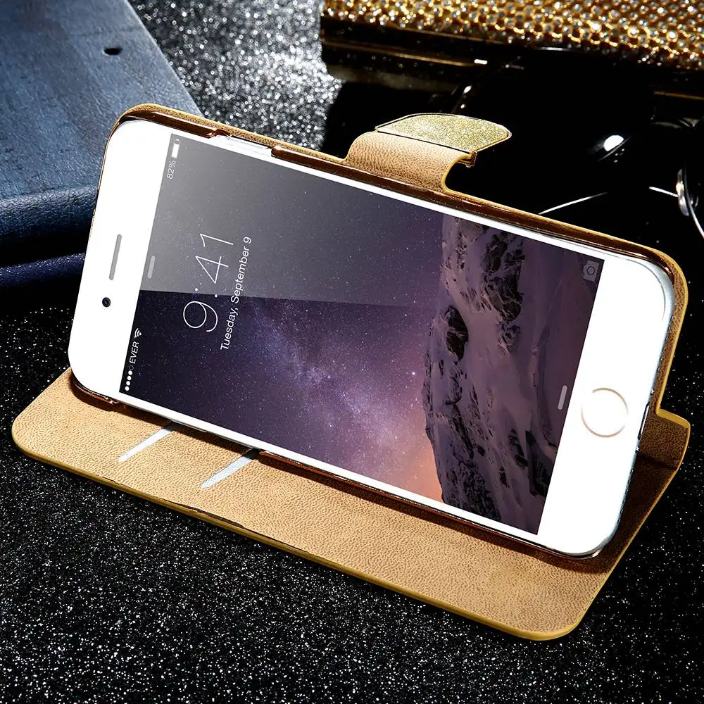 Kisscase 2018 New Sexy блеск Флип кожаный чехол для iPhone 7 8 Plus Samsung S7 S6 край Стенд бумажник Card