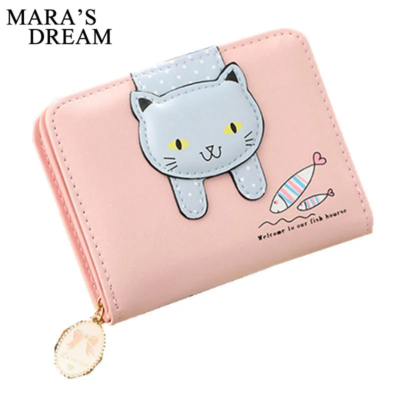 Кошелек Mara's Dream женский с милым котом маленький кошелек на молнии для девушек