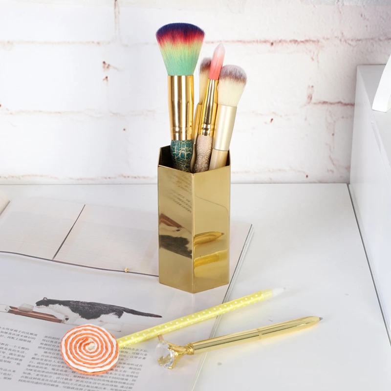 Простая Золотая ваза в скандинавском стиле шестигранная трубка для ручек