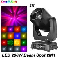 4pcslot 14 channel 200w led moving head light beam dmx stage light 8 facet prism effect lighting dj disco party wedding stage