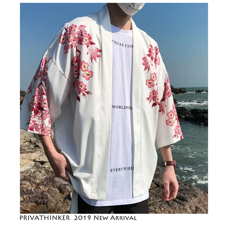 Privathinker мужская куртка кимоно с принтом уличная 2019 Мужская Солнцезащитная одежда