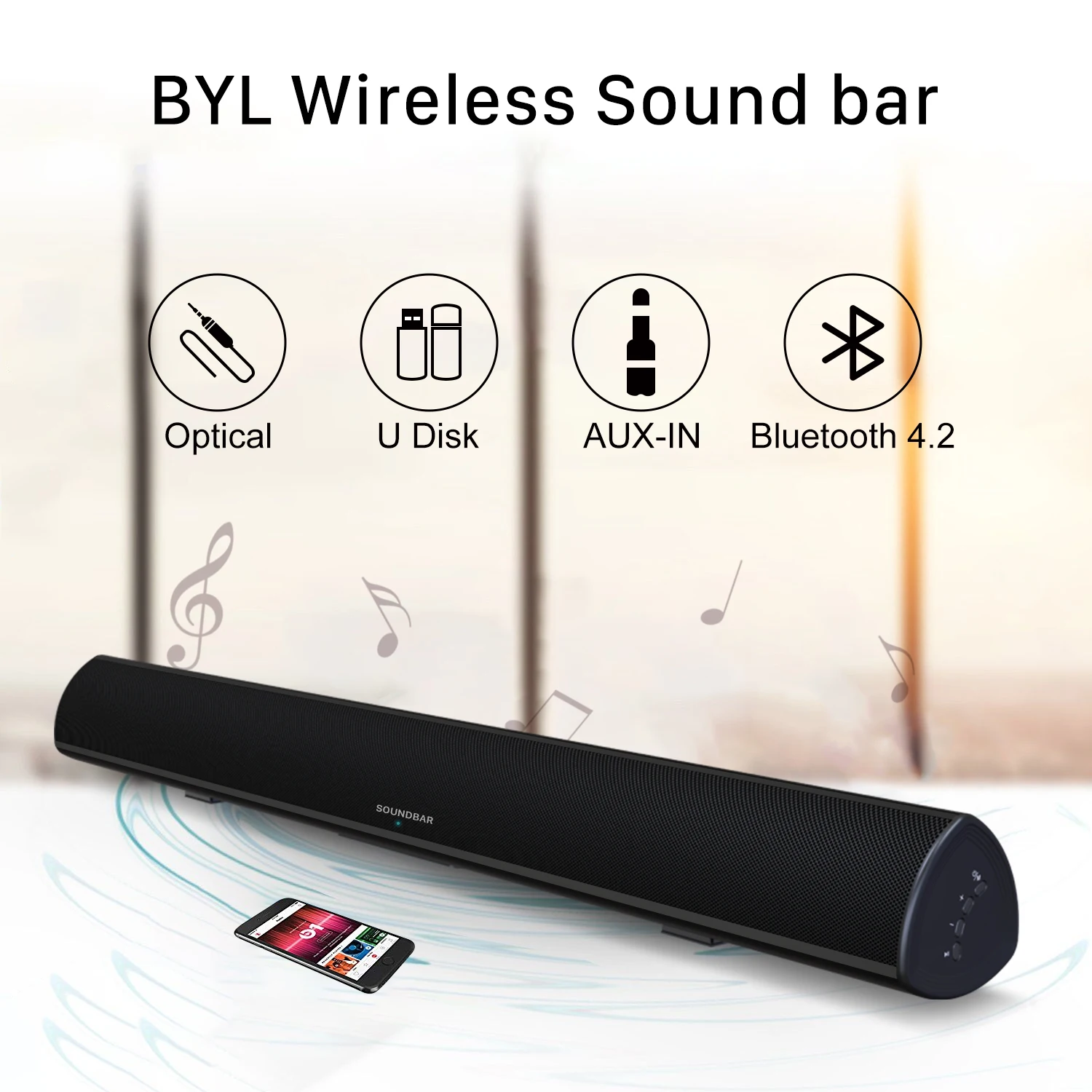 ТВ звуковая панель с реверсивным звуковым Беспроводной Bluetooth проводной домашней Театр Динамик Системы 80 Вт 3D объемный 105dB аудио пульт дистанционного управления Управление Крепление к стене