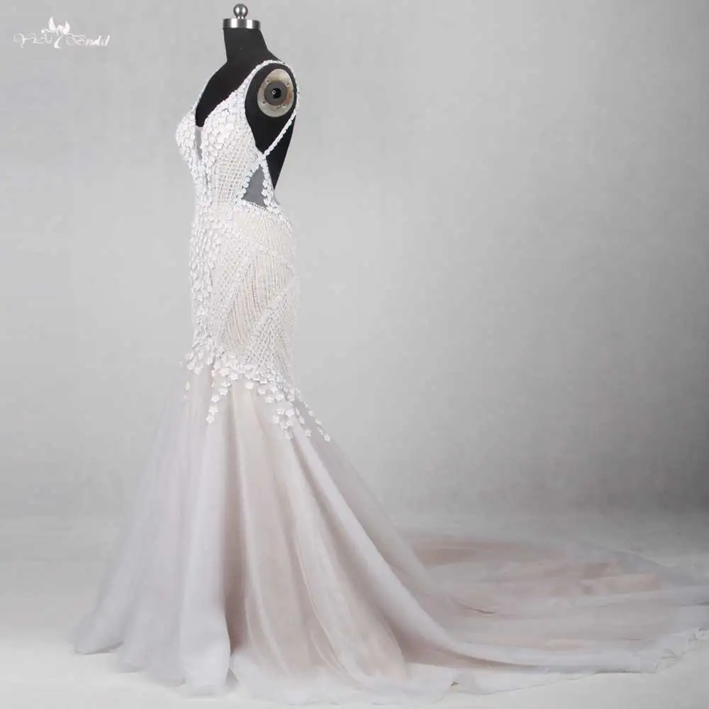 Многоцветный RSW1133 реальные фотографии Yiaibridal Alibaba китайские свадебные платья Цветы французская решетка сексуальная открытая спина Русалка Свадебные платья - Цвет: Многоцветный