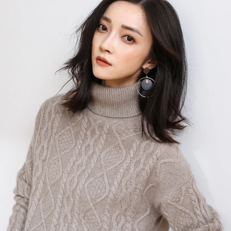 DILLY FASHION winter women chunky warm cashmere wool knitted sweater- GML7263 | Женская одежда
