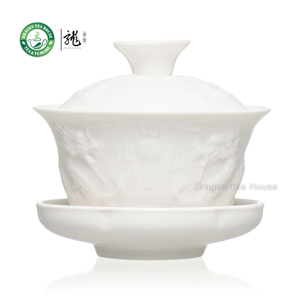 Рельефный дракон белый фарфор Gaiwan 90 мл 3 04 унций|white gaiwan|gaiwan porcelaingaiwan white |