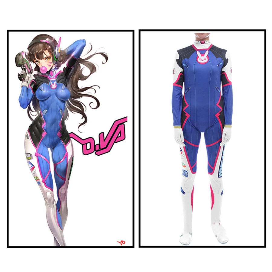 Женский костюм D VA Женский/дамский для косплея на Хэллоуин два зентай с цифровой